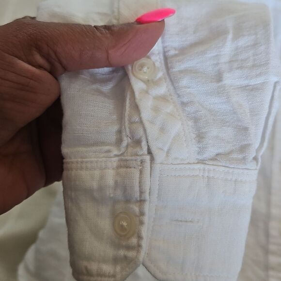 Banana Republic Women's Button-Down Long Sleeves Shirt White Small Petite - Picture 12 of 16